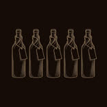 Engraved plate: five cloth-wrapped bottles